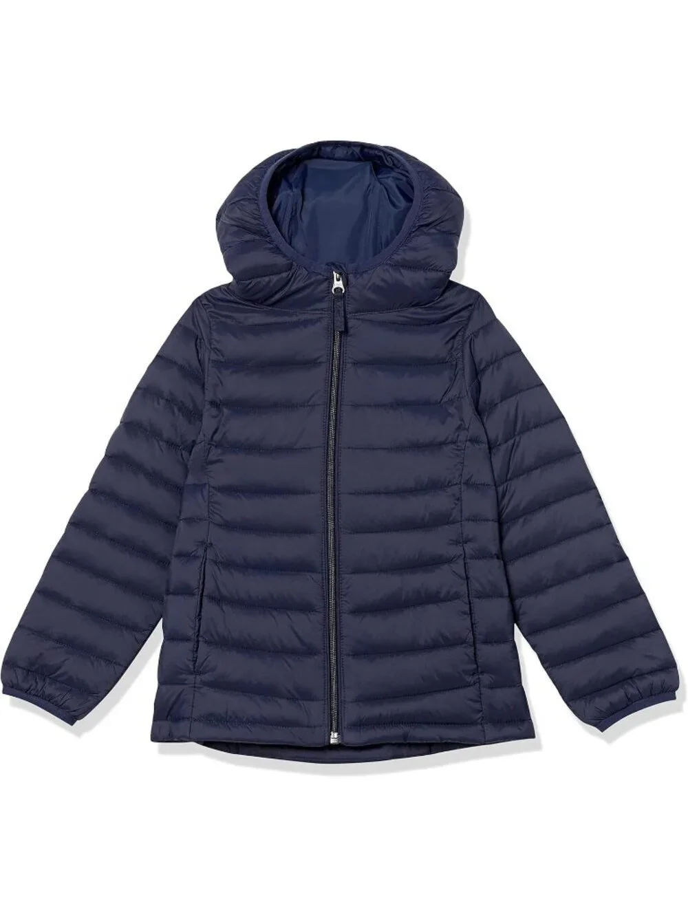 Kids Girls Navy Nylon Lightweight Packable Hooded Stylish Puffer Jacket